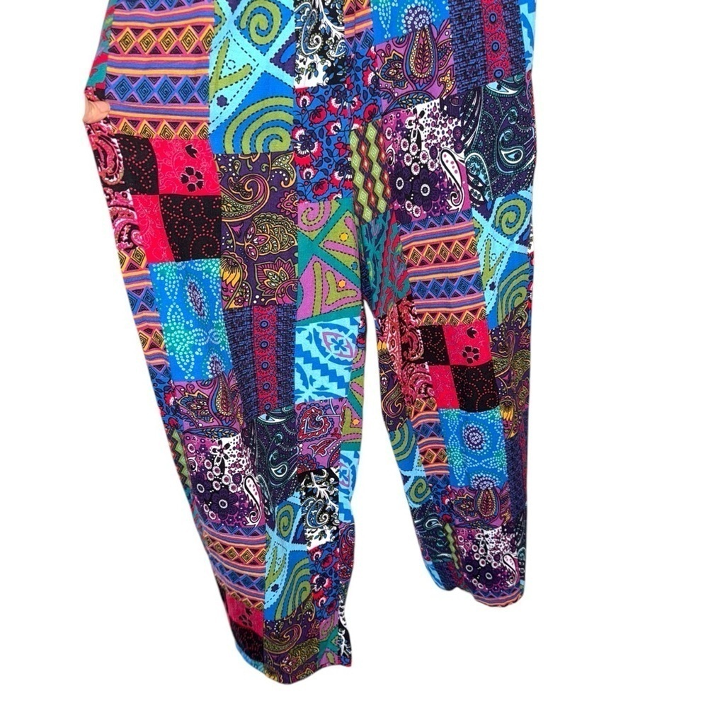 Hippie Boho Kantha Patchwork Multi Color Jumpsuit, Overalls, Bohemian Romper - Picture 7 of 16